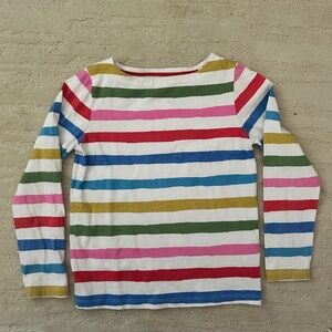 Mini Boden Breton Painterly Rainbow Stripe long-sleeve t-shirt